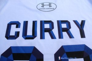 Maillot NBA Pas Cher Golden State Warriors Stephen Curry 30 Blanc Bleu MC