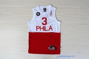 Maillot NBA Pas Cher Philadelphia Sixers Allen Iverson 3 Retro Blanc Rouge