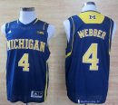 Maillot NCAA Pas Cher Michigan Chirs Webber 4 Bleu