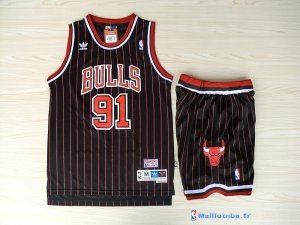 Maillot NBA Pas Cher Chicago Bulls Dennis Rodman 91 Noir Bande