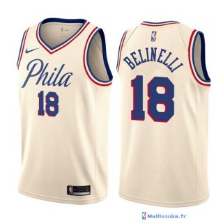 Maillot NBA Pas Cher Philadelphia Sixers Marco Belinelli 18 Nike Crema Ville 2017/18