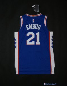 Maillot NBA Pas Cher Philadelphia Sixers Joel Embiid 21 Bleu 2017/18