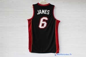 Maillot NBA Pas Cher Miami Heat LeBron James 6 Noir Rouge