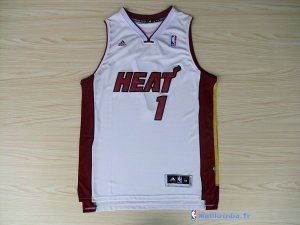 Maillot NBA Pas Cher Miami Heat Chris Bosh 1 Blanc Rouge