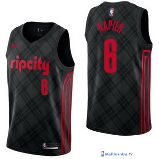 Maillot NBA Pas Cher Portland Trail Blazers Shabazz Napier 6 Nike Noir Ville 2017/18