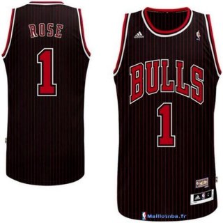 Maillot NBA Pas Cher Chicago Bulls Derrick Rose 1 Noir Bande