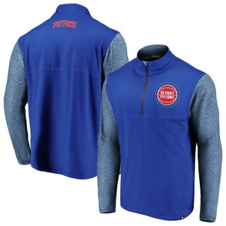 Detroit Pistons Fanatics Branded BlueHeathered Blue Made to Move Static Performance Quarter-Zip Pullover Jacket