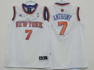 Maillot NBA Pas Cher New York Knicks Junior Carmelo Anthony 7 Blanc