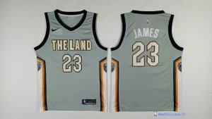 Maillot NBA Pas Cher Cleveland Cavaliers LeBron James 23 Nike Gris Ville 2017/18