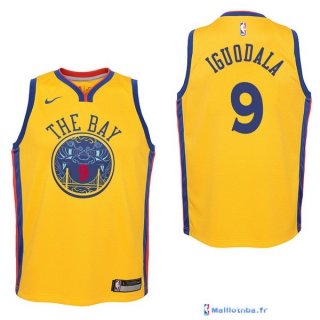 Maillot NBA Pas Cher Golden State Warriors Junior Andre Iguodala 9 Nike Jaune Ville 2017/18