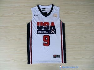 Maillot NBA Pas Cher USA 1992 Jordan 9 Blanc