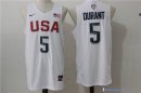 Maillot NBA Pas Cher USA 2016 Durant 5 Blanc