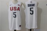 Maillot NBA Pas Cher USA 2016 Durant 5 Blanc