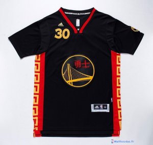 Maillot NBA Pas Cher Golden State Warriors Stephen Curry 30 Noir Rouge MC