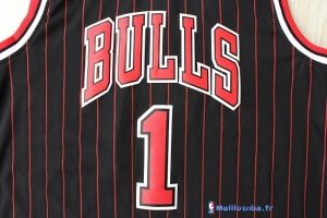 Maillot NBA Pas Cher Chicago Bulls Derrick Rose 1 Noir Bande