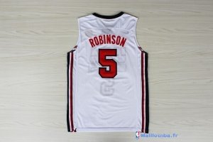 Maillot NBA Pas Cher USA 1992 David Robinson 5 Blanc