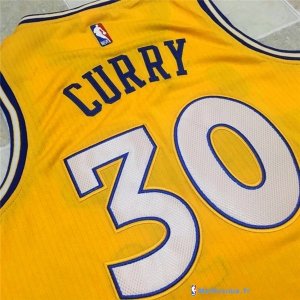 Maillot NBA Pas Cher Golden State Warriors Stephen Curry 30 Retro Jaune Blanc