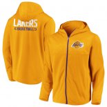 Los Angeles Lakers Fanatics Branded Gold Iconic Defender Mission Performance Primary Logo Full-Zip Hoodie