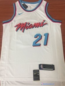 Maillot NBA Pas Cher Miami Heat Hassan Whiteside 21 Nike Blanc Ville 2017/18