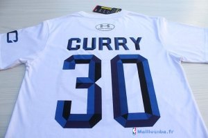 Maillot NBA Pas Cher Golden State Warriors Stephen Curry 30 Blanc Bleu MC