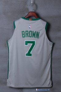 Maillot NBA Pas Cher Boston Celtics Jaylen Brown 7 Gris Ville 2017/18