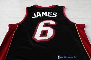 Maillot NBA Pas Cher Miami Heat LeBron James 6 Noir Rouge