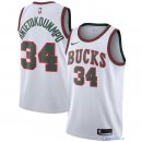 Maillot NBA Pas Cher Milwaukee Bucks Giannis Antetokounmpo 34 Retro Blanc 2017/18