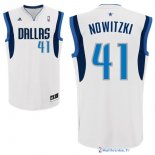 Maillot NBA Pas Cher Dallas Mavericks Dirk Nowitzki 41 Blanc