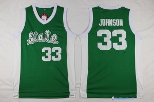 Maillot NCAA Pas Cher Michigan Earvin Johnson 33 Vert Blanc