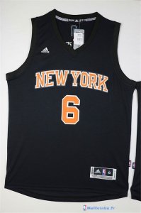 Maillot NBA Pas Cher New York Knicks Kristaps Porzingis 6 Noir Orange