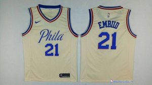 Maillot NBA Pas Cher Philadelphia Sixers Joel Embiid 21 Nike Crema Ville 2017/18