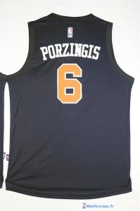 Maillot NBA Pas Cher New York Knicks Kristaps Porzingis 6 Noir Orange