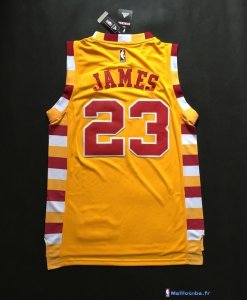 Maillot NBA Pas Cher Cleveland Cavaliers LeBron James 23 Jaune Dentelle