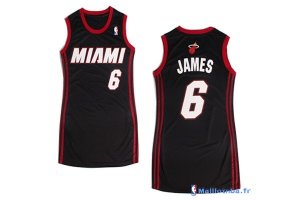 Maillot NBA Pas Cher Miami Heat Femme LeBron James 6 Noir