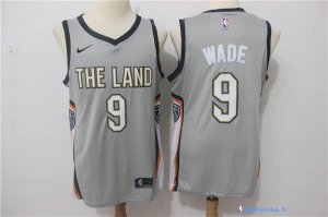 Maillot NBA Pas Cher Cleveland Cavaliers Dwyane Wade 9 Gris Ville 2017/18