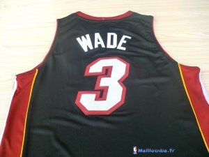 Maillot NBA Pas Cher Miami Heat Dwyane Wade 3 Noir Rouge