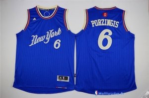 Maillot NBA Pas Cher Noël New York Knicks Porzingis 6 Bleu