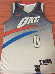 Maillot NBA Pas Cher Oklahoma City Thunder Russell Westbrook 0 Nike Gris Ville 2017/18