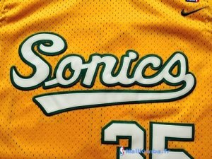 Maillot NBA Pas Cher Seattle Supersonics Kevin Durant 35 Retro Jaune