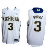 Maillot NCAA Pas Cher Michigan Trey Burke 3 Blanc