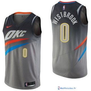 Maillot NBA Pas Cher Oklahoma City Thunder Russell Westbrook 0 Nike Gris Ville 2017/18