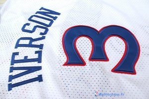 Maillot NBA Pas Cher Philadelphia Sixers Allen Iverson 3 10 Anniversaire Blanc