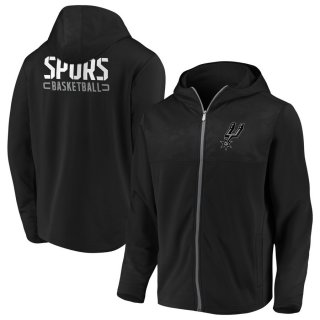 San Antonio Spurs Fanatics Branded Black Iconic Defender Mission Performance Primary Logo Full-Zip Hoodie