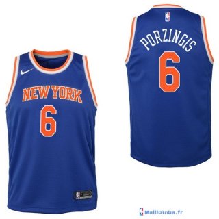 Maillot NBA Pas Cher New York Knicks Junior Kristaps Porzingis 6 Bleu Icon 2017/18