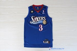 Maillot NBA Pas Cher Philadelphia Sixers Allen Iverson 3 10 Anniversaire Bleu