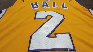 Maillot NBA Pas Cher Los Angeles Lakers Lonzo Ball 2 Jaune Icon 2017/18