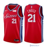 Maillot NBA Pas Cher Philadelphia Sixers Joel Embiid 21 Rouge 2017/18