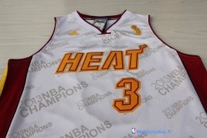 Maillot NBA Pas Cher Miami Heat Dwyane Wade 3 Blanc Or