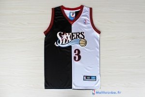 Maillot NBA Pas Cher Philadelphia Sixers Allen Iverson 3 Noir Blanc