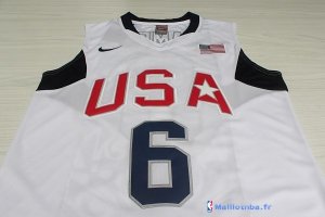 Maillot NBA Pas Cher USA 2008 James 6 Blanc